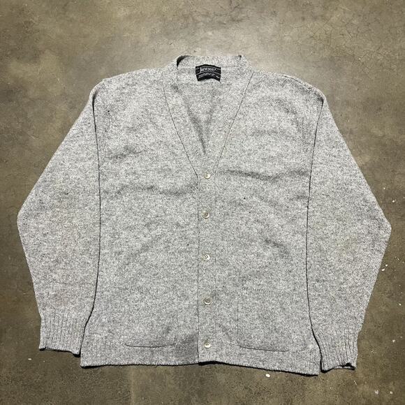 Vintage 80s Jantzen Grey Wool Cardigan - Picture 1 of 4